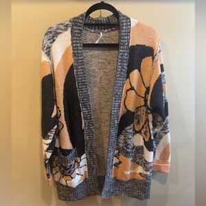 Free People Multicolor Floral Open Cardigan